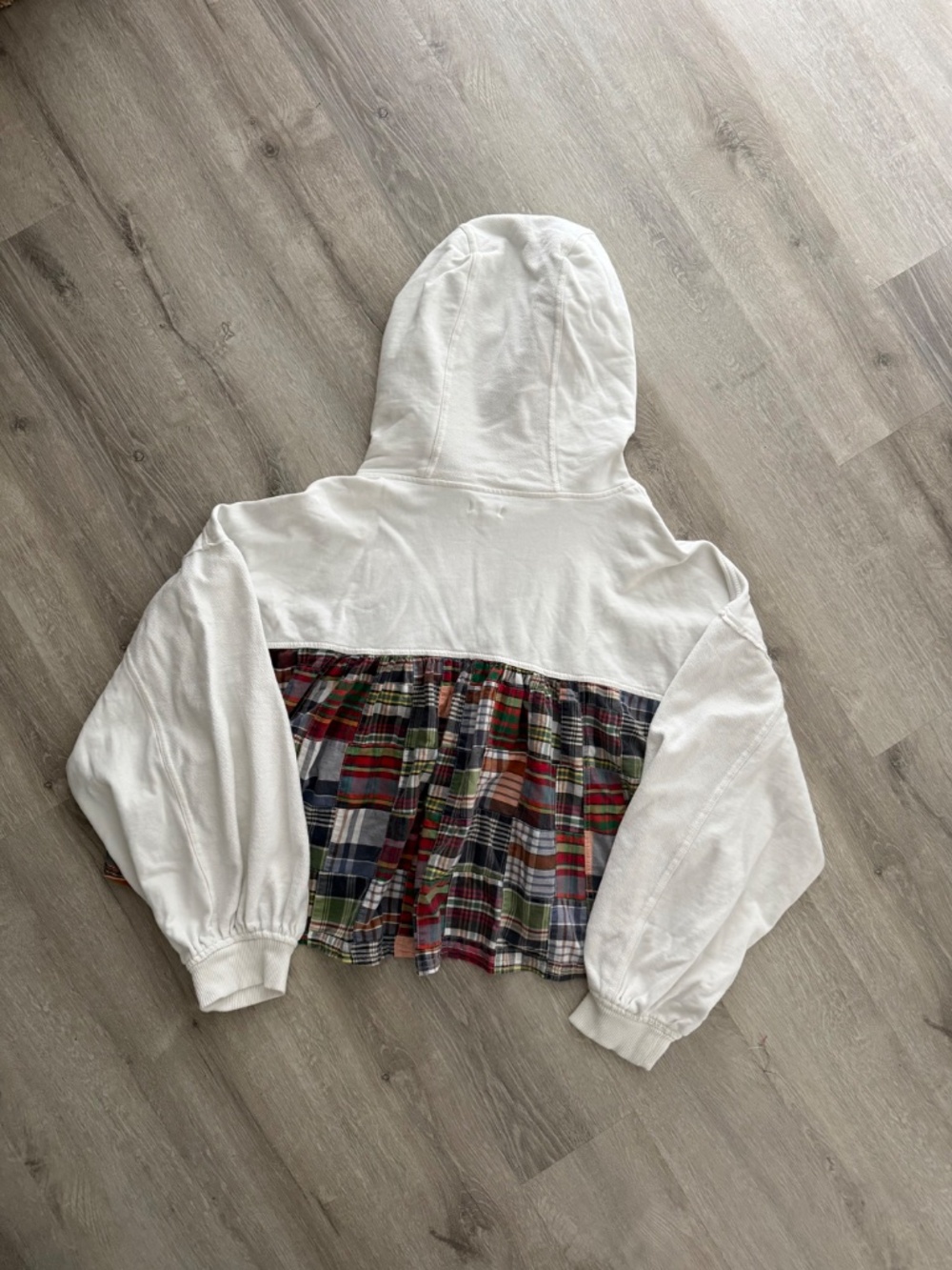 ANTHROPOLOGIE Pilcro Women’s Cotton Hooded Plaid & White Top XL - Picture 10 of 10